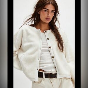 Free People hug me Sherpa cardi in white